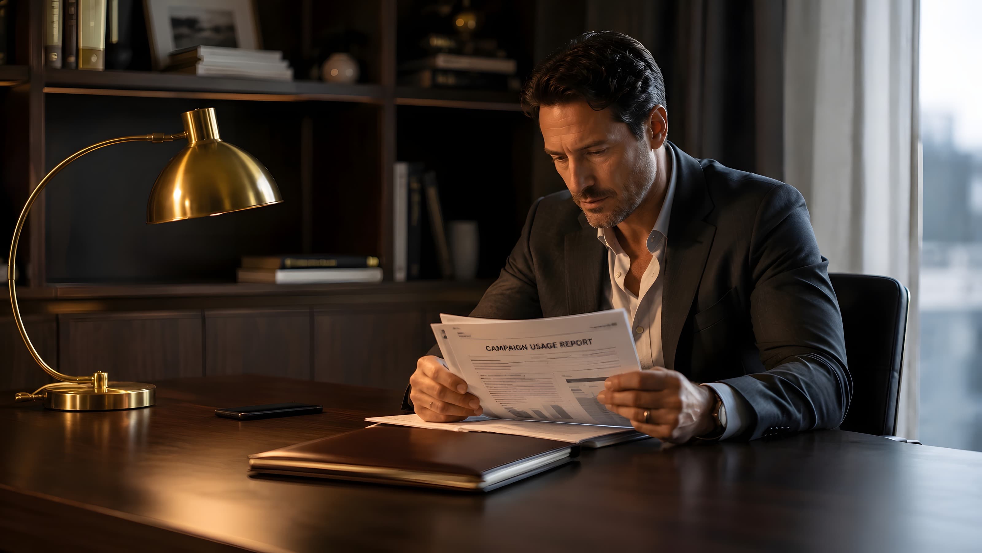 A single representative at a desk reviewing materials under warm light, one accountable point of contact.