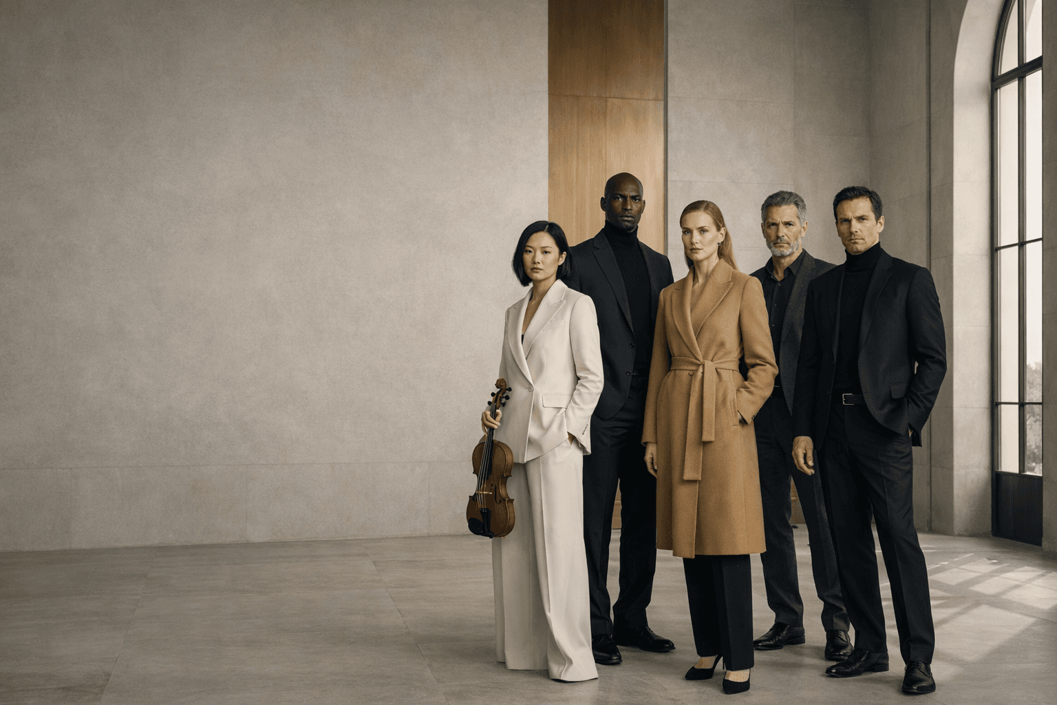 Five polished talents from different disciplines in a grand minimalist interior